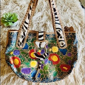 Sold.  Sharif Limited Edition Painted Tote Hobo Purse Bag